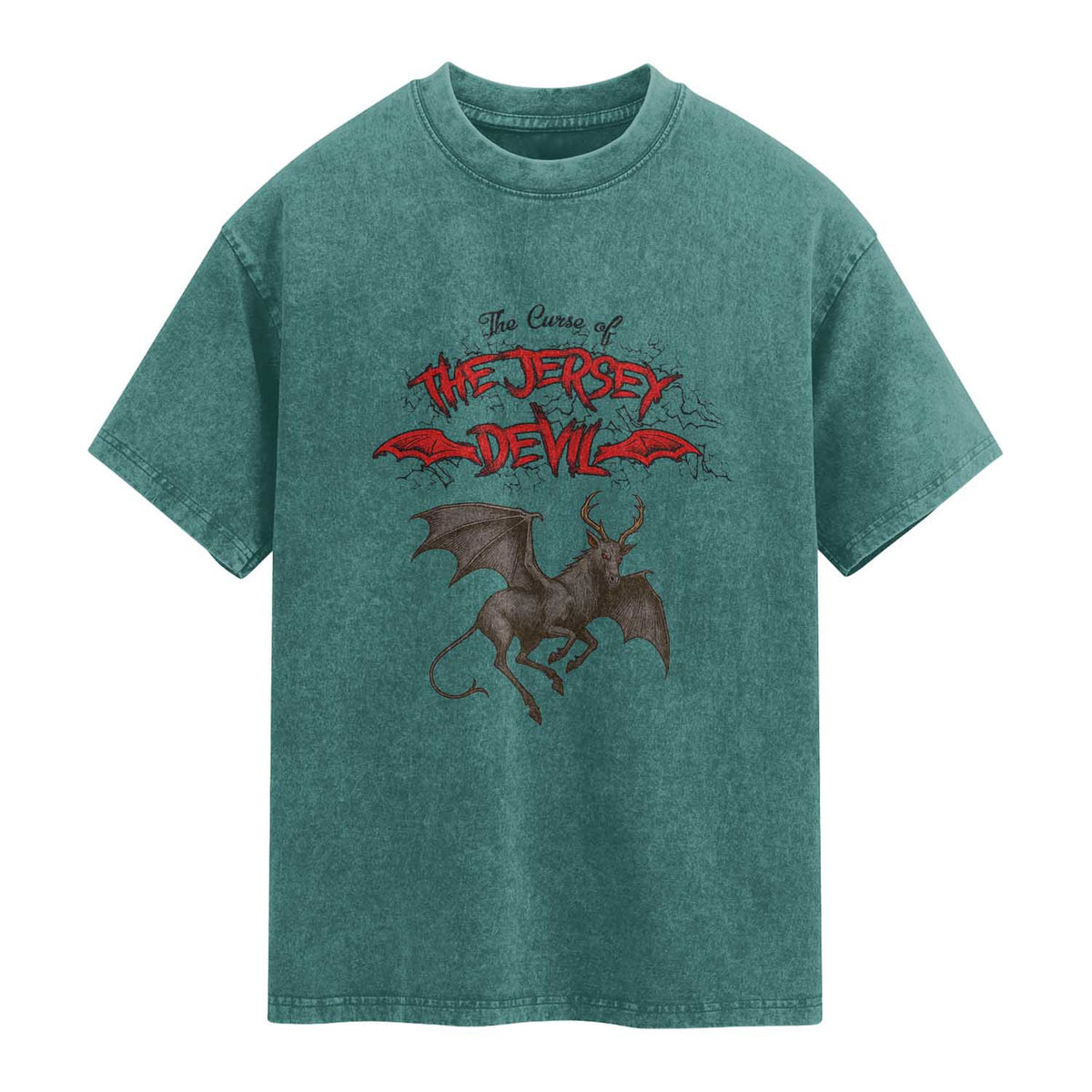 Jersey Devil Washed Cotton T-Shirt The Curse Of The Cryptid Gothic Horror Gift