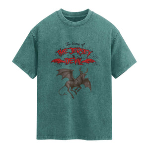 Jersey Devil Washed Cotton T-Shirt The Curse Of The Cryptid Gothic Horror Gift