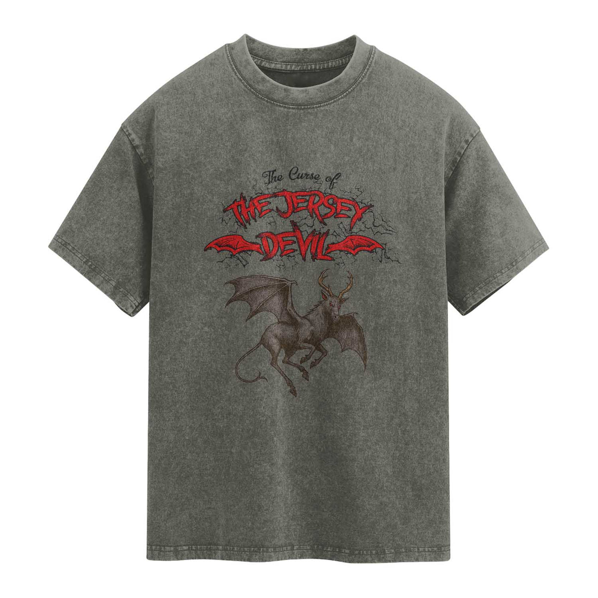 Jersey Devil Washed Cotton T-Shirt The Curse Of The Cryptid Gothic Horror Gift