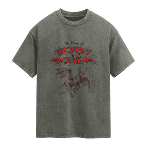 Jersey Devil Washed Cotton T-Shirt The Curse Of The Cryptid Gothic Horror Gift
