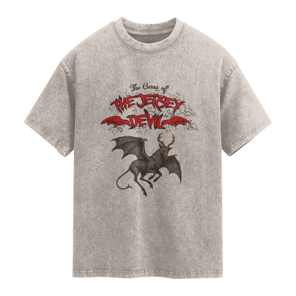 Jersey Devil Washed Cotton T-Shirt The Curse Of The Cryptid Gothic Horror Gift