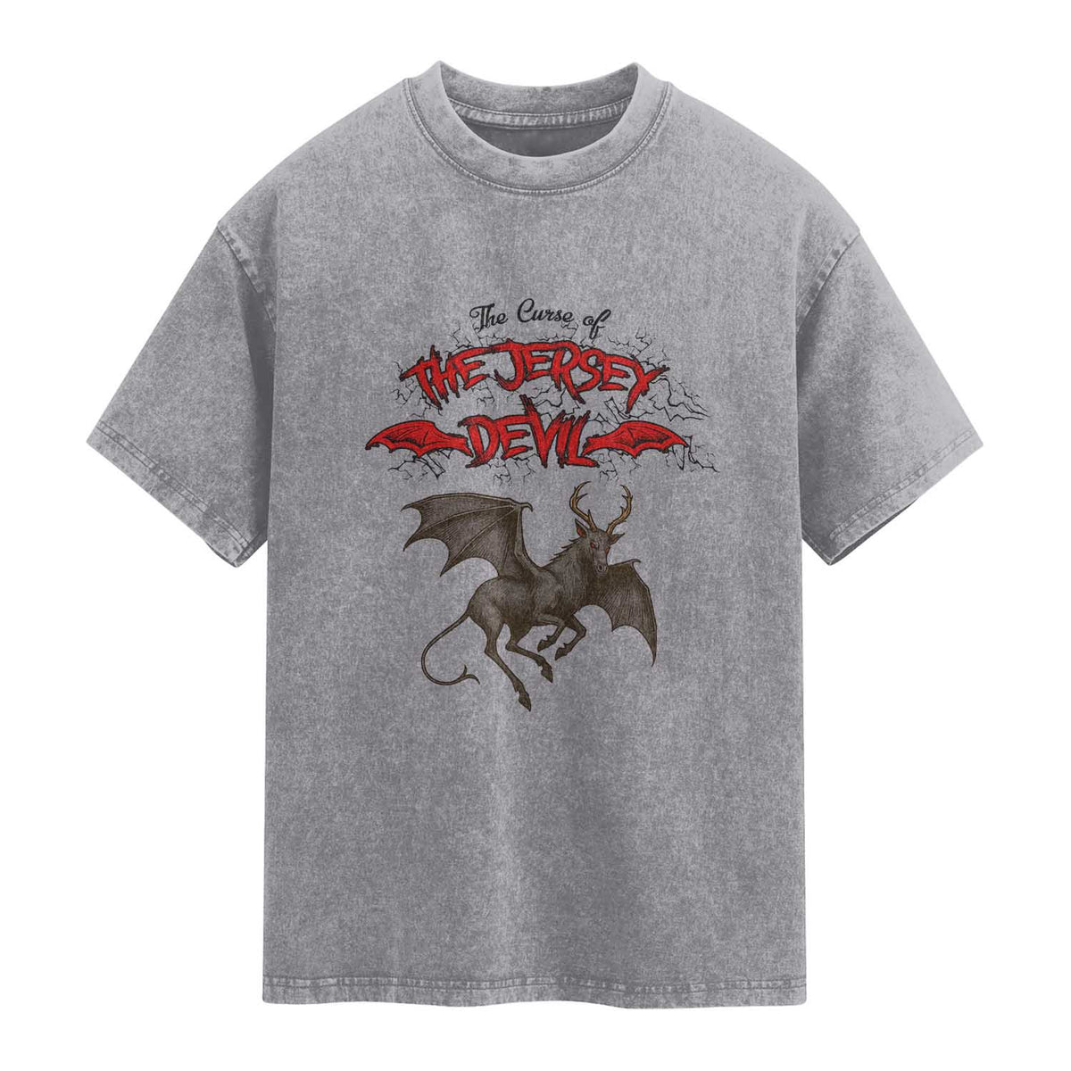 Jersey Devil Washed Cotton T-Shirt The Curse Of The Cryptid Gothic Horror Gift