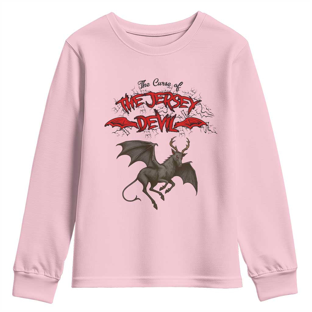 Jersey Devil Youth Sweatshirt The Curse Of The Cryptid Gothic Horror Gift TS12 Light Pink Print Your Wear