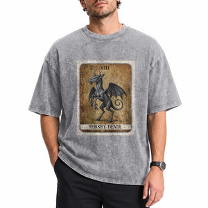 Jersey Devil Washed Cotton T-Shirt Horror Tarot Card Urban Legends Gift