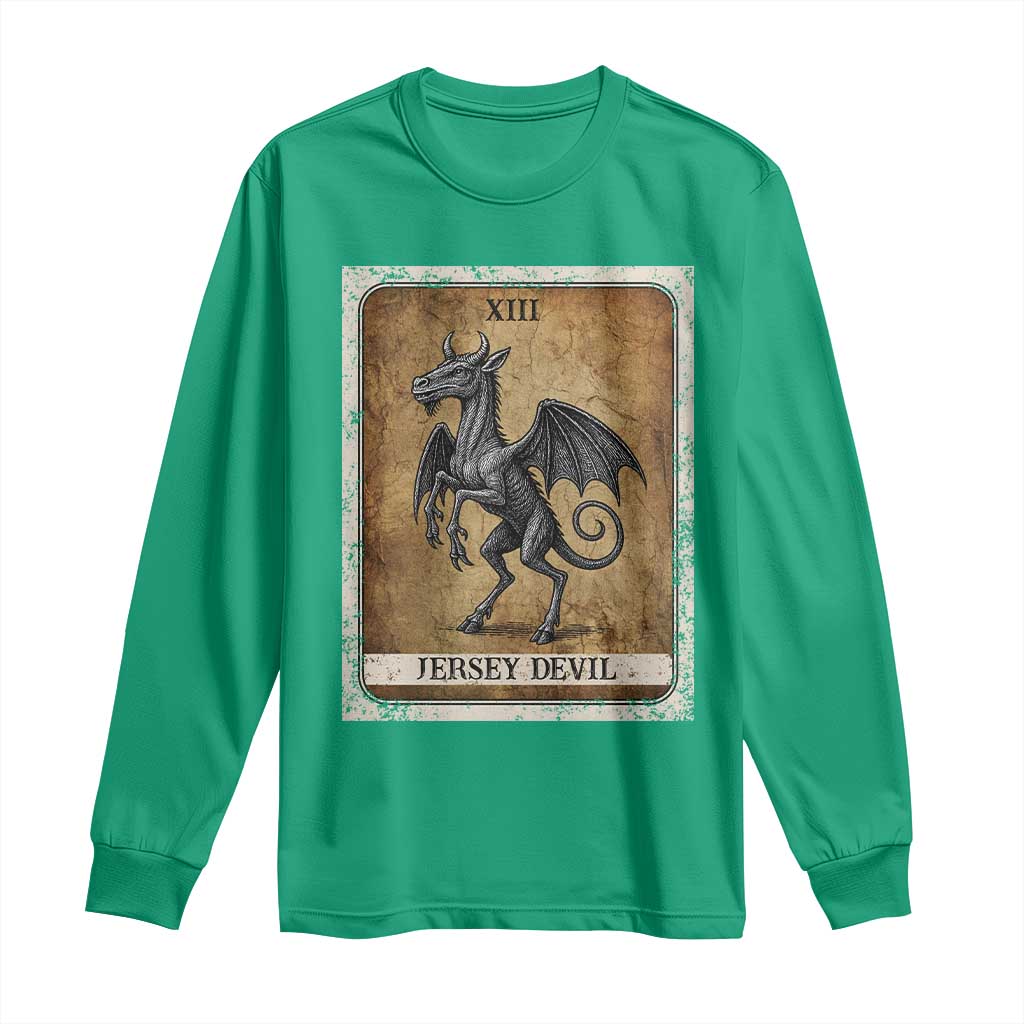 Jersey Devil Long Sleeve Shirt Horror Tarot Card Urban Legends Gift TS12 Irish Green Print Your Wear