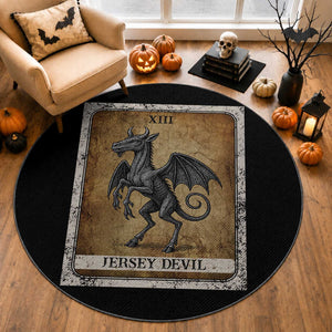 Jersey Devil Round Rug Horror Tarot Card Urban Legends Gift