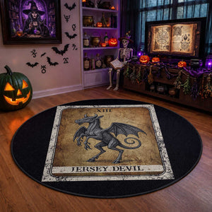 Jersey Devil Round Rug Horror Tarot Card Urban Legends Gift