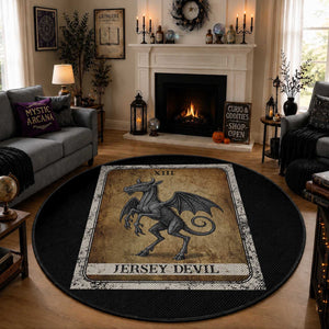 Jersey Devil Round Rug Horror Tarot Card Urban Legends Gift