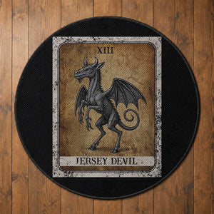 Jersey Devil Round Rug Horror Tarot Card Urban Legends Gift