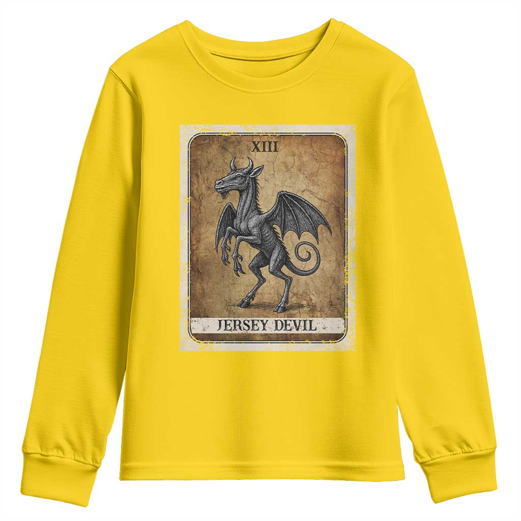 Jersey Devil Youth Sweatshirt Horror Tarot Card Urban Legends Gift TS12 Daisy Print Your Wear