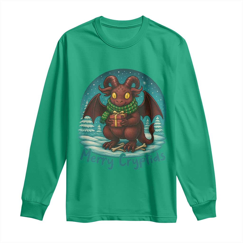 Jersey Devil Long Sleeve Shirt Merry Cryptidmas Funny Christmas Gift TS12 Irish Green Print Your Wear
