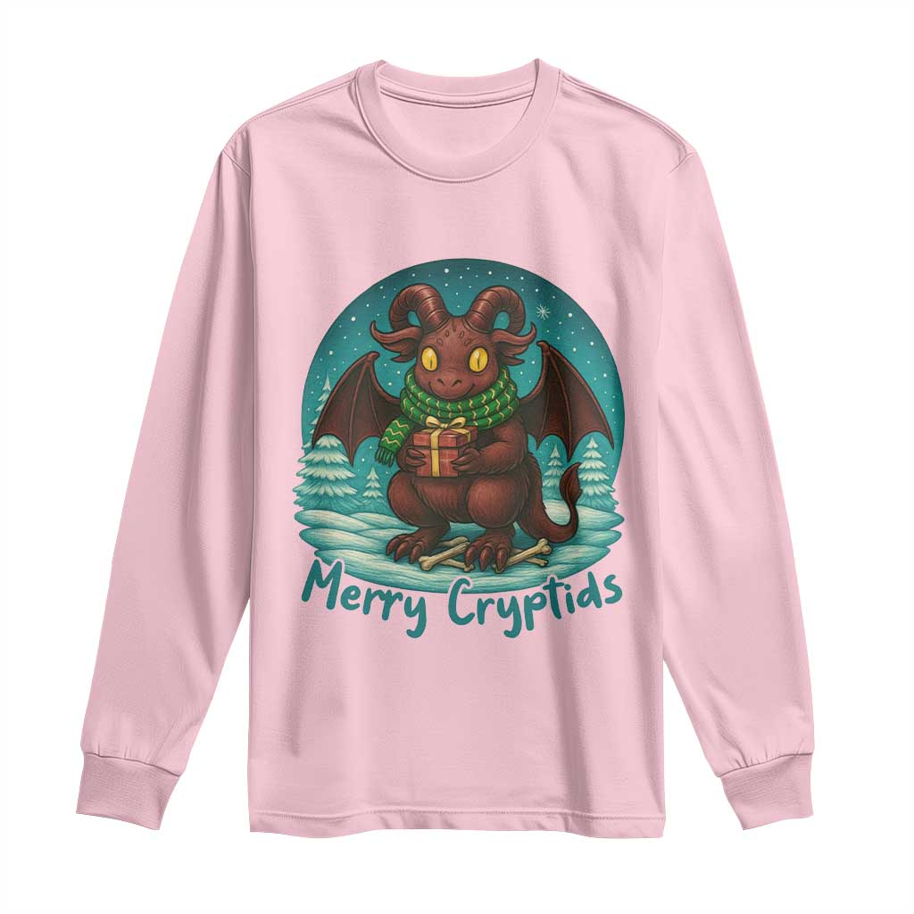 Jersey Devil Long Sleeve Shirt Merry Cryptidmas Funny Christmas Gift TS12 Light Pink Print Your Wear