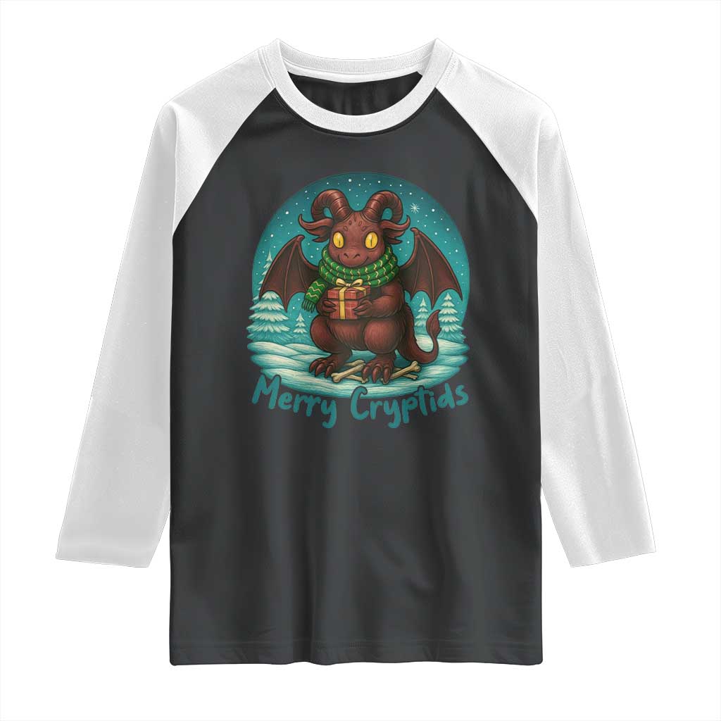 Jersey Devil Raglan Shirt Merry Cryptidmas Funny Christmas Gift TS12 Black White Print Your Wear