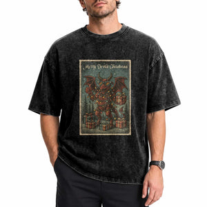 Jersey Devil Merry Devils Christmas Gift Washed Cotton T-Shirt