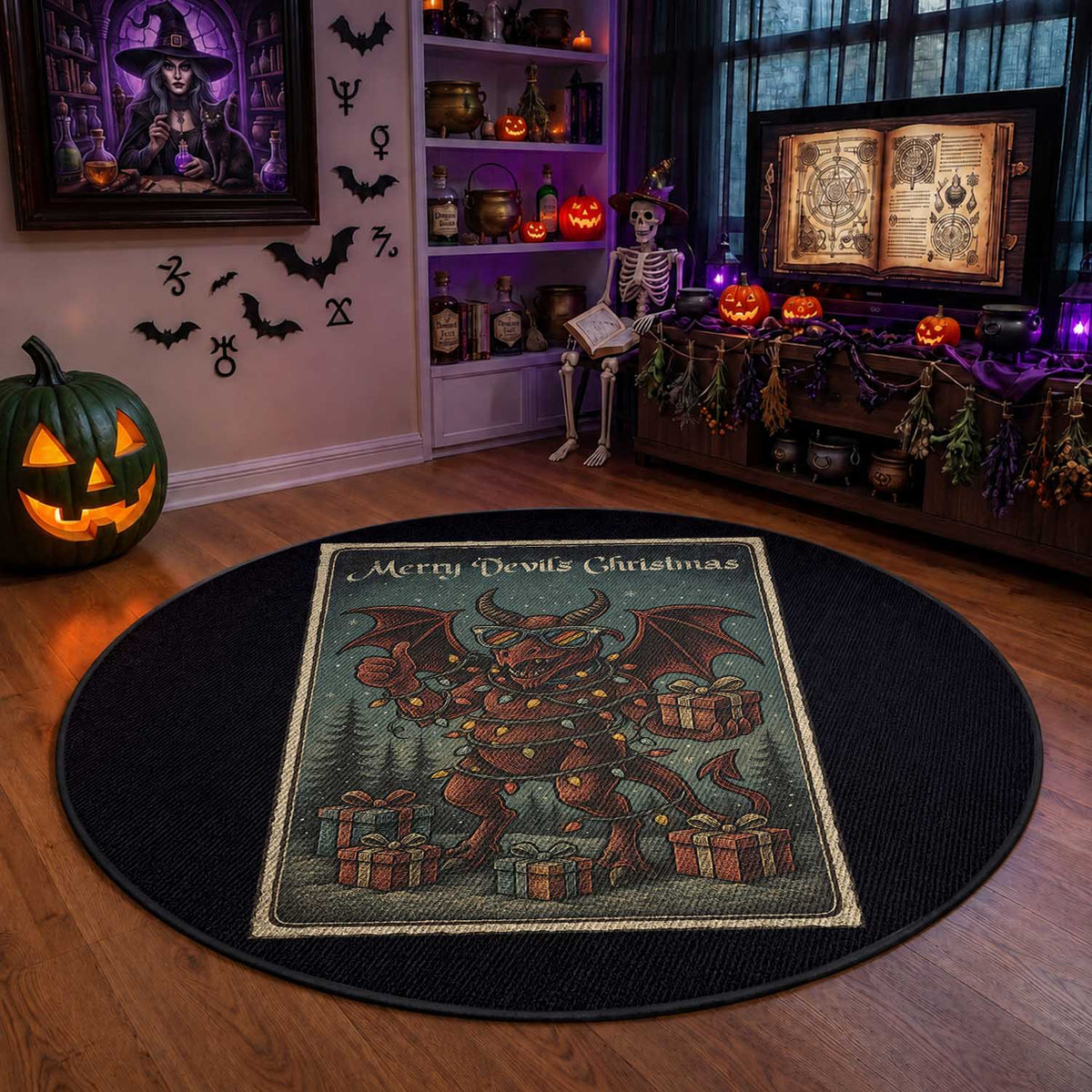 Jersey Devil Merry Devils Christmas Gift Round Rug