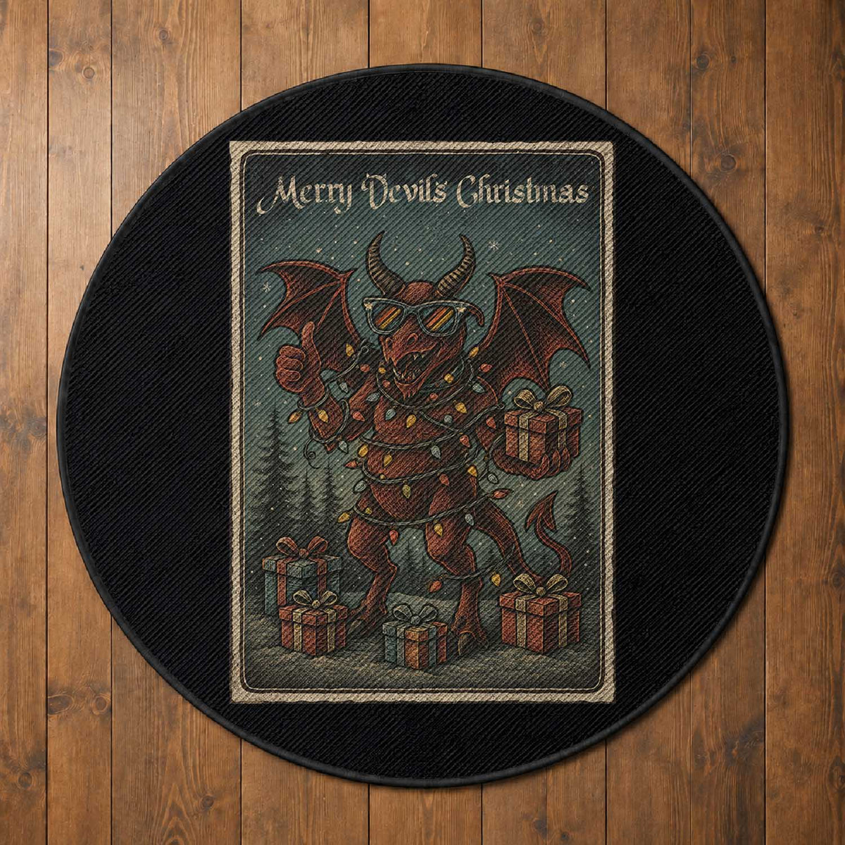 Jersey Devil Merry Devils Christmas Gift Round Rug