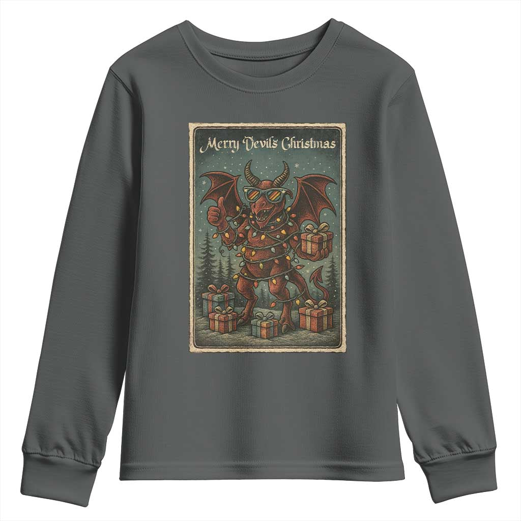 Jersey Devil Merry Devils Christmas Gift Youth Sweatshirt TS12 Dark Heather Print Your Wear