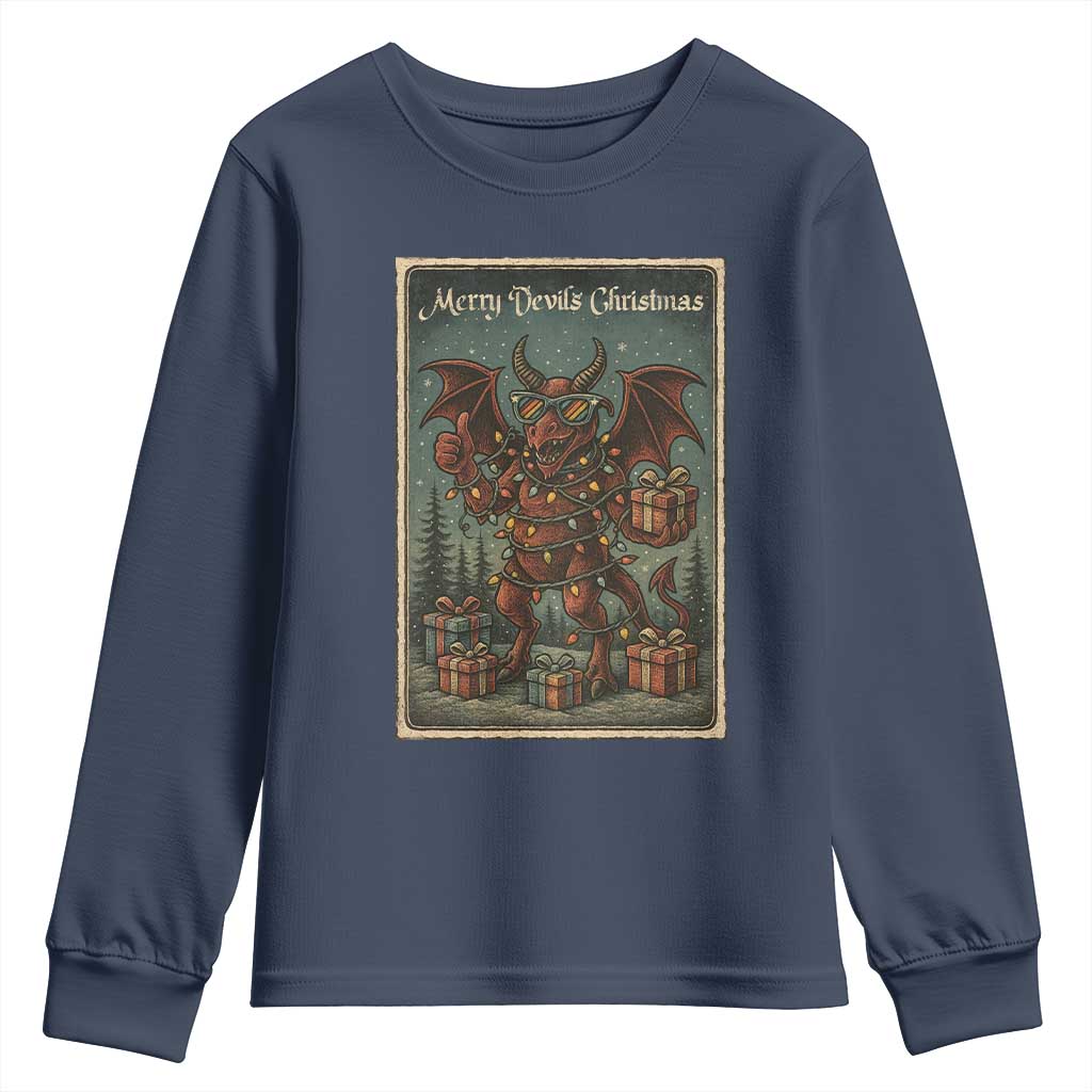 Jersey Devil Merry Devils Christmas Gift Youth Sweatshirt TS12 Navy Print Your Wear