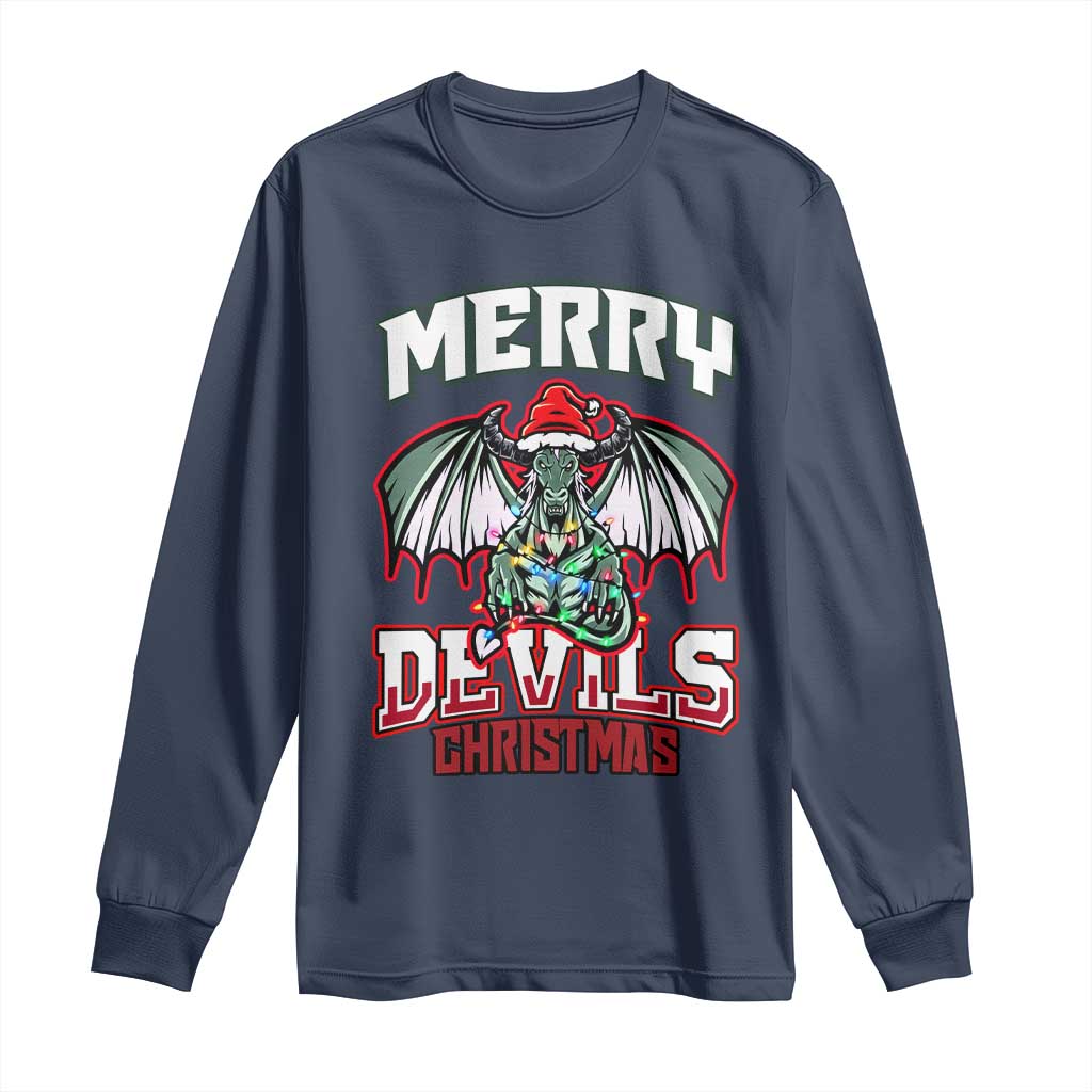 Jersey Devil Long Sleeve Shirt Merry Devils Christmas Cryptid Gift TS12 Navy Print Your Wear