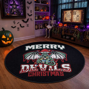Jersey Devil Round Rug Merry Devils Christmas Cryptid Gift