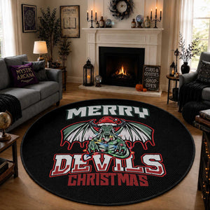 Jersey Devil Round Rug Merry Devils Christmas Cryptid Gift