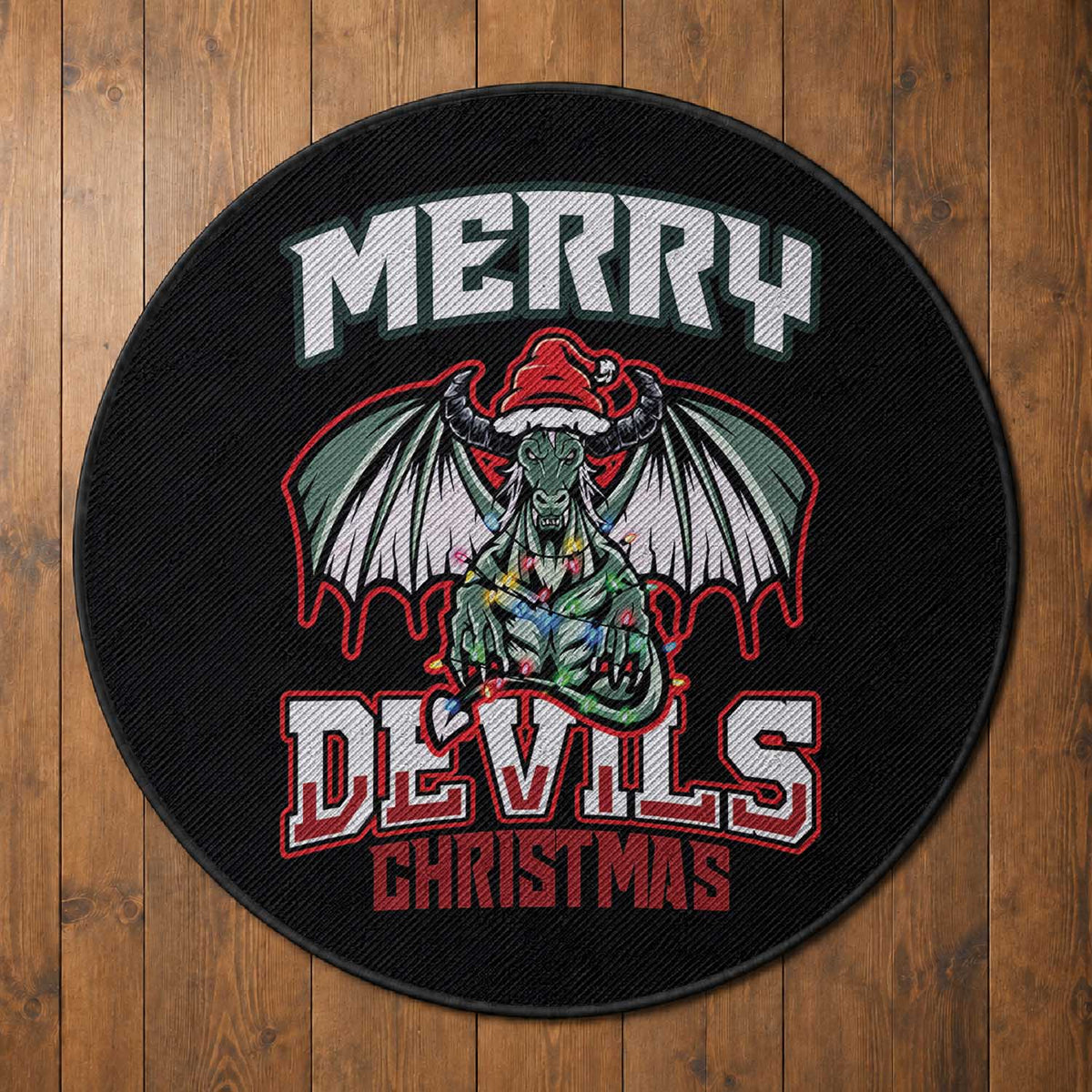 Jersey Devil Round Rug Merry Devils Christmas Cryptid Gift