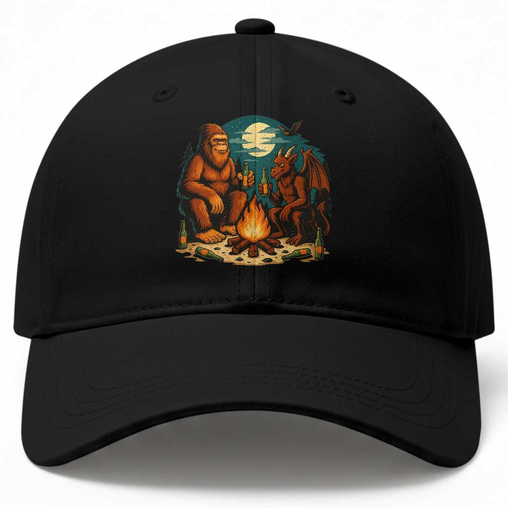 Funny Bigfoot And Jersey Devil Camping Cryptid Gift Baseball Cap TS12 Print Your Wear