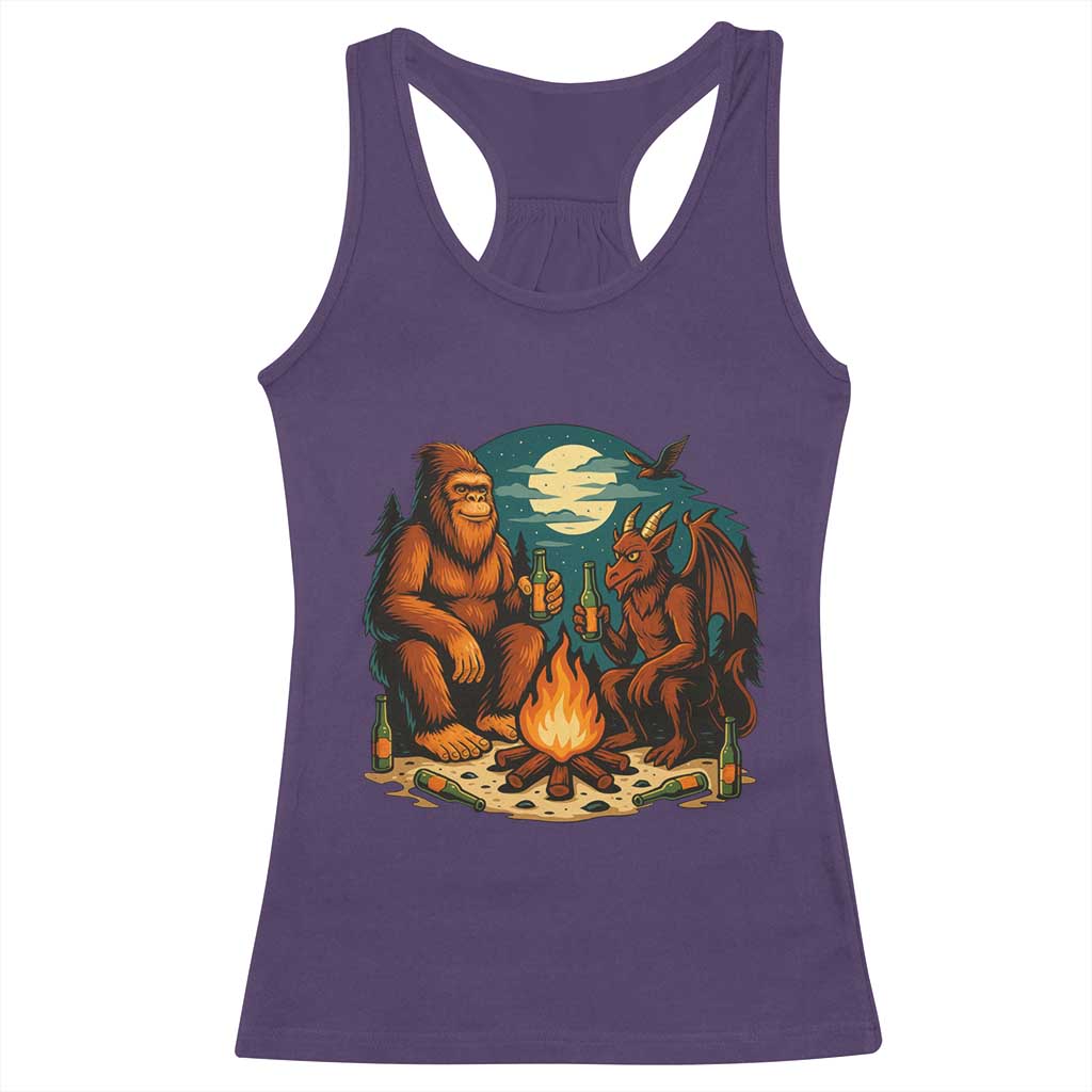 Funny Bigfoot And Jersey Devil Camping Cryptid Gift Racerback Tank Top TS12 Purple Print Your Wear