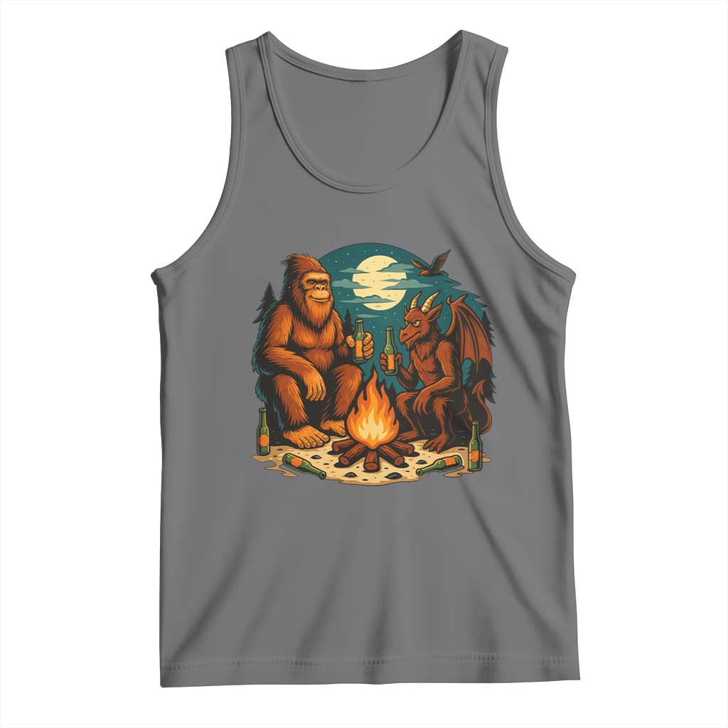 Funny Bigfoot And Jersey Devil Camping Cryptid Gift Tank Top TS12 Black Heather Print Your Wear