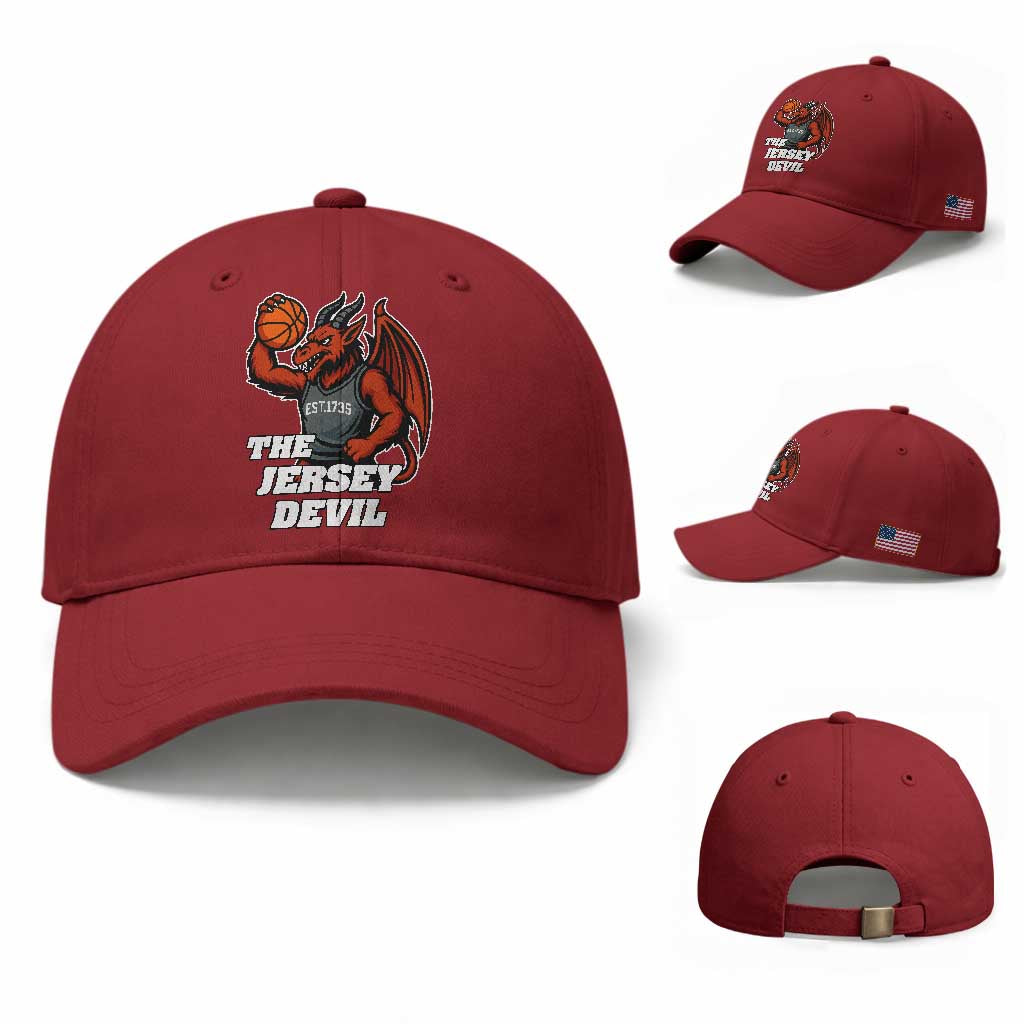 Funny Cryptid Sports Baseball Cap Jersey Devil Playing Basketball TS12 Baseball Cap Universal Fit Cherry Red Print Your Wear