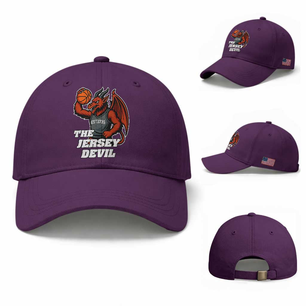 Funny Cryptid Sports Baseball Cap Jersey Devil Playing Basketball TS12 Baseball Cap Universal Fit Purple Print Your Wear
