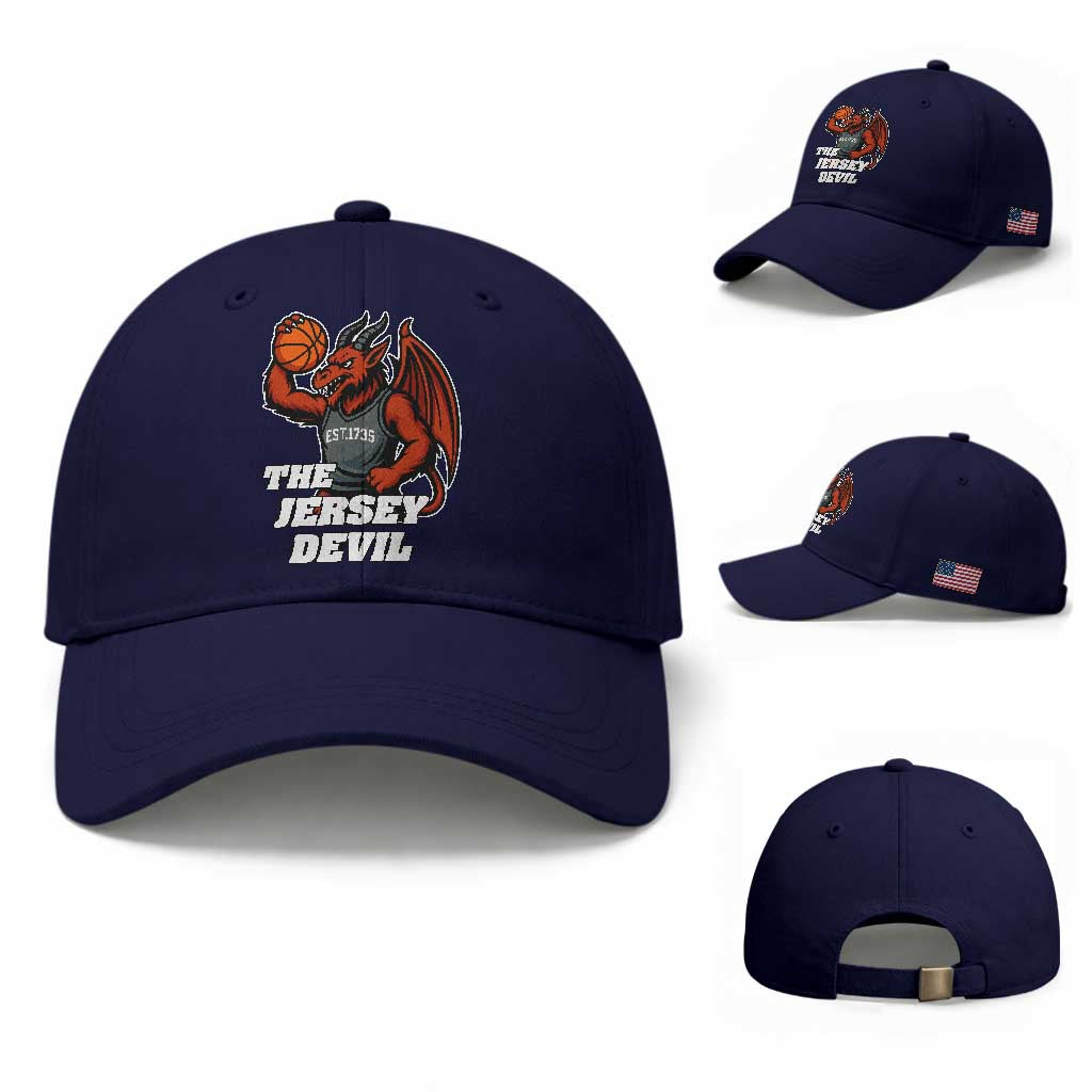 Funny Cryptid Sports Baseball Cap Jersey Devil Playing Basketball TS12 Baseball Cap Universal Fit Dark Blue Print Your Wear