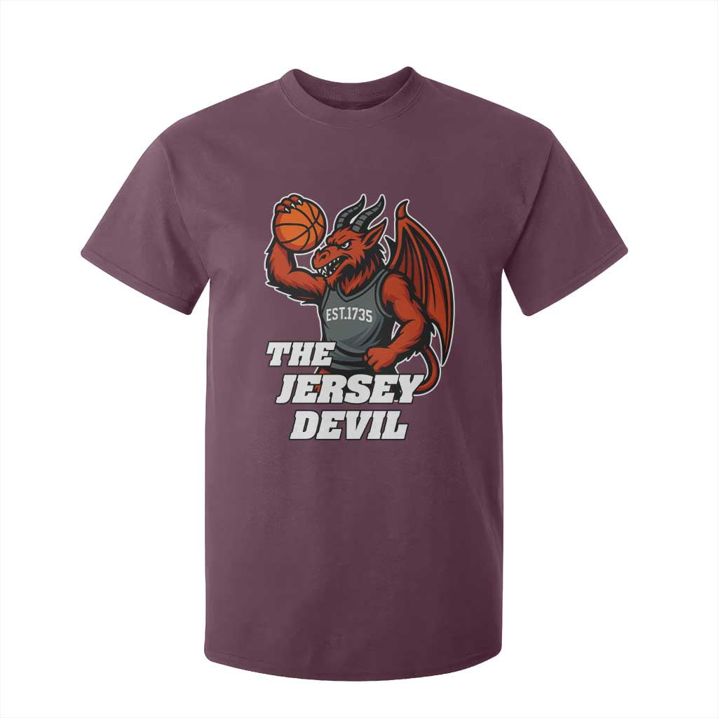 Funny Cryptid Sports T Shirt For Kid Jersey Devil Playing Basketball TS12 Maroon Print Your Wear