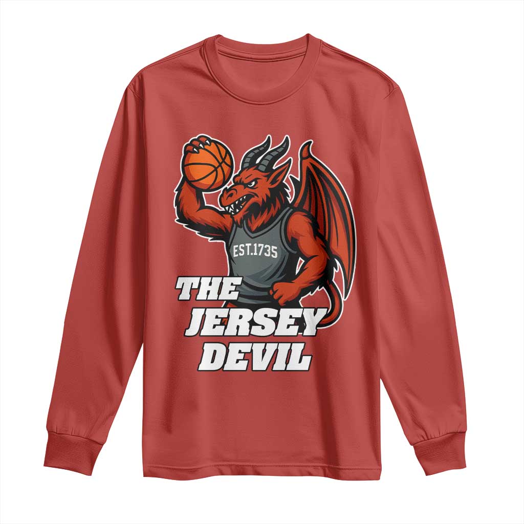 Funny Cryptid Sports Long Sleeve Shirt Jersey Devil Playing Basketball TS12 Red Print Your Wear