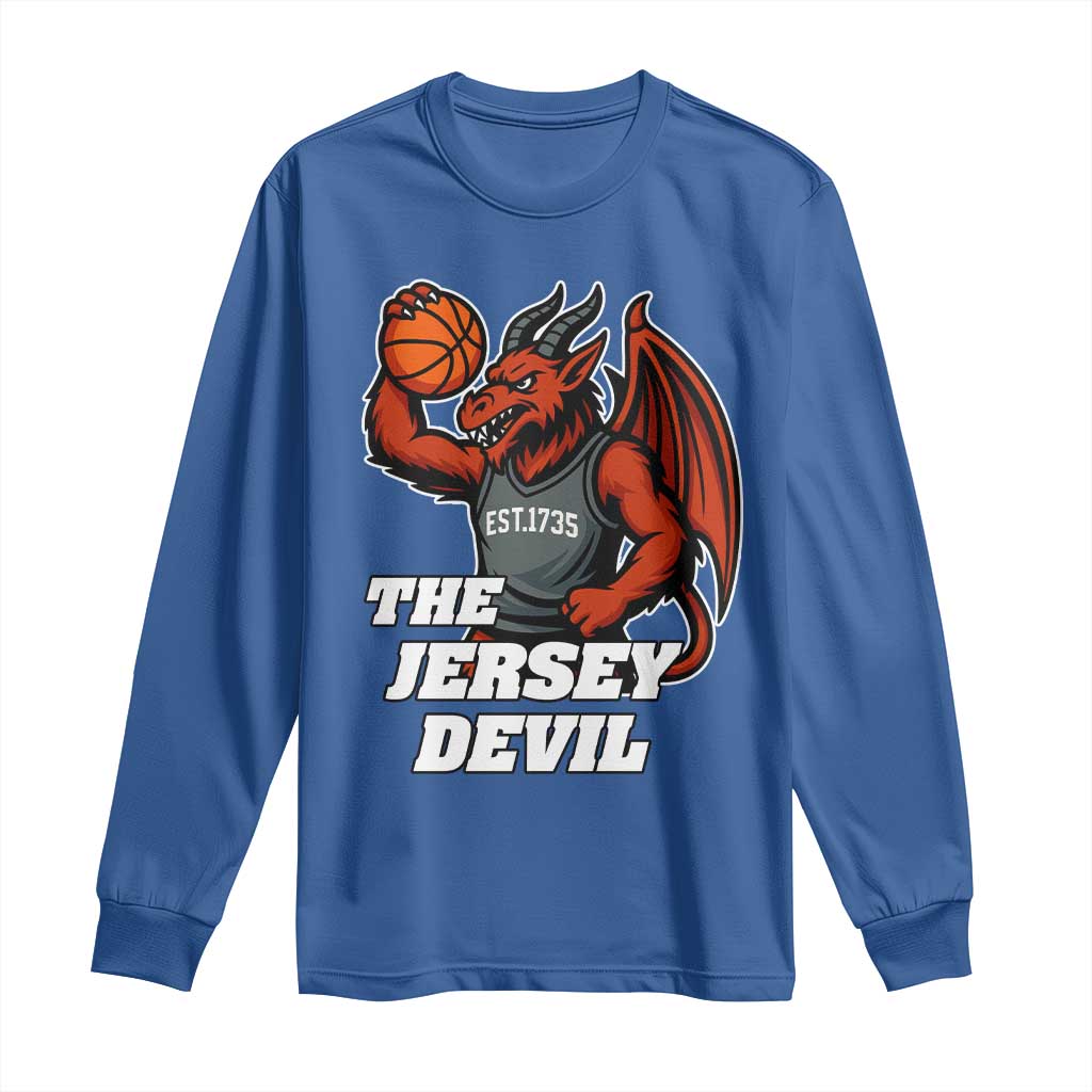 Funny Cryptid Sports Long Sleeve Shirt Jersey Devil Playing Basketball TS12 Royal Blue Print Your Wear