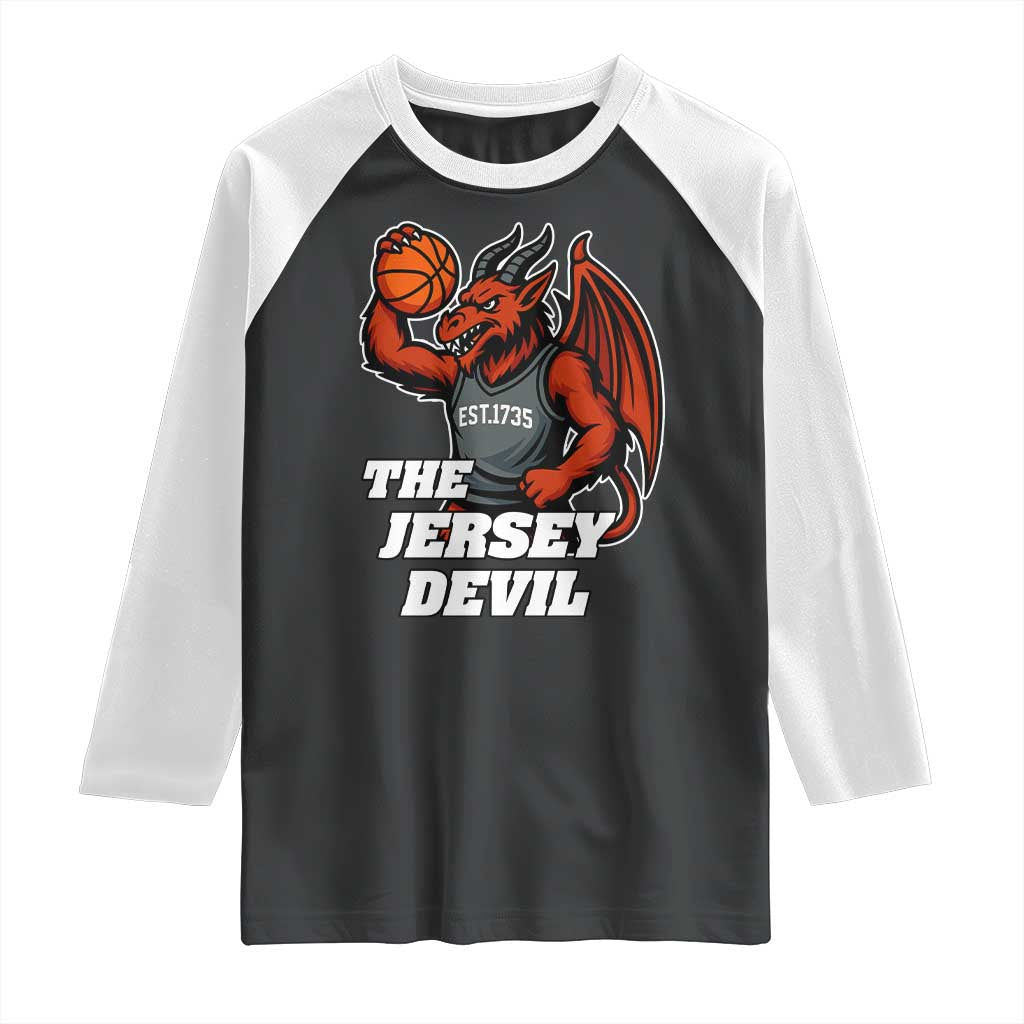Funny Cryptid Sports Raglan Shirt Jersey Devil Playing Basketball TS12 Black White Print Your Wear