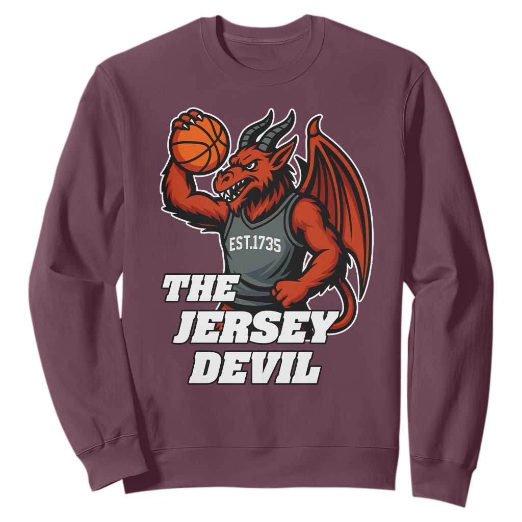 Funny Cryptid Sports Sweatshirt Jersey Devil Playing Basketball TS12 Maroon Print Your Wear