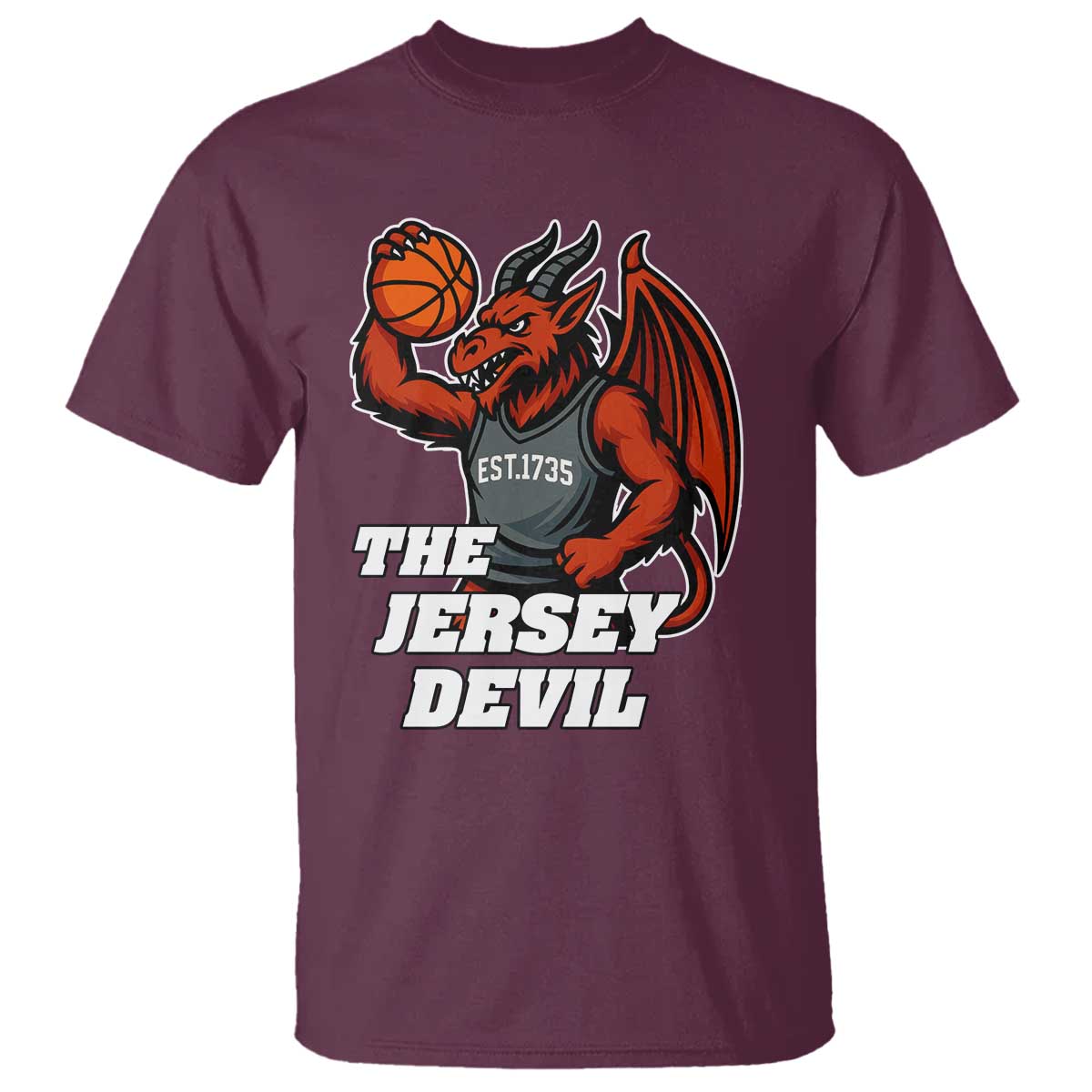 Funny Cryptid Sports T Shirt Jersey Devil Playing Basketball TS12 Maroon Print Your Wear