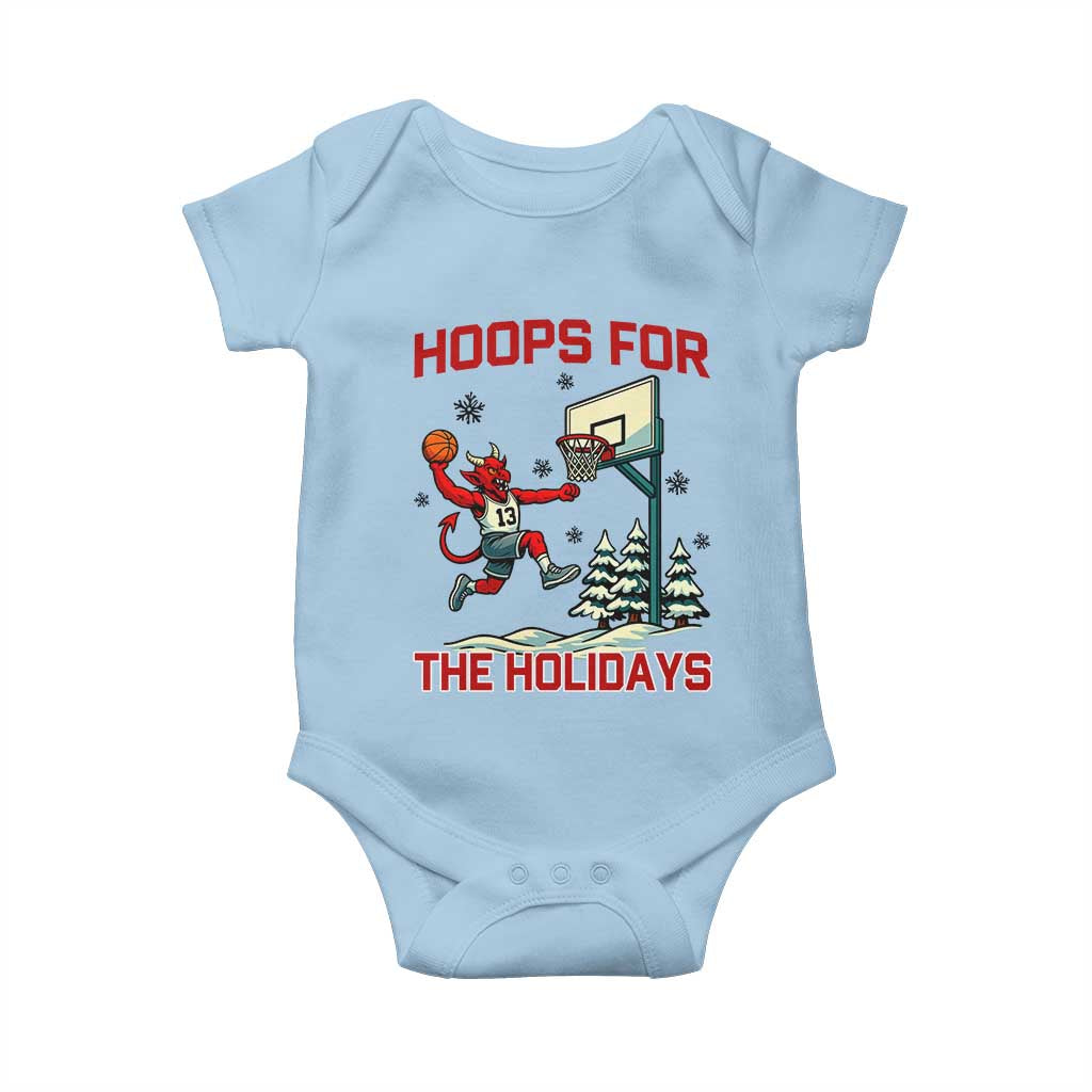 Funny Christmas Basketball Jersey Devil Baby Onesie Hoops For The Holidays TS12 Light Blue Print Your Wear