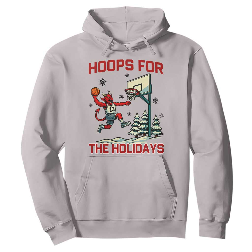 Funny Christmas Basketball Jersey Devil Hoodie Hoops For The Holidays TS12 Ice Gray Print Your Wear