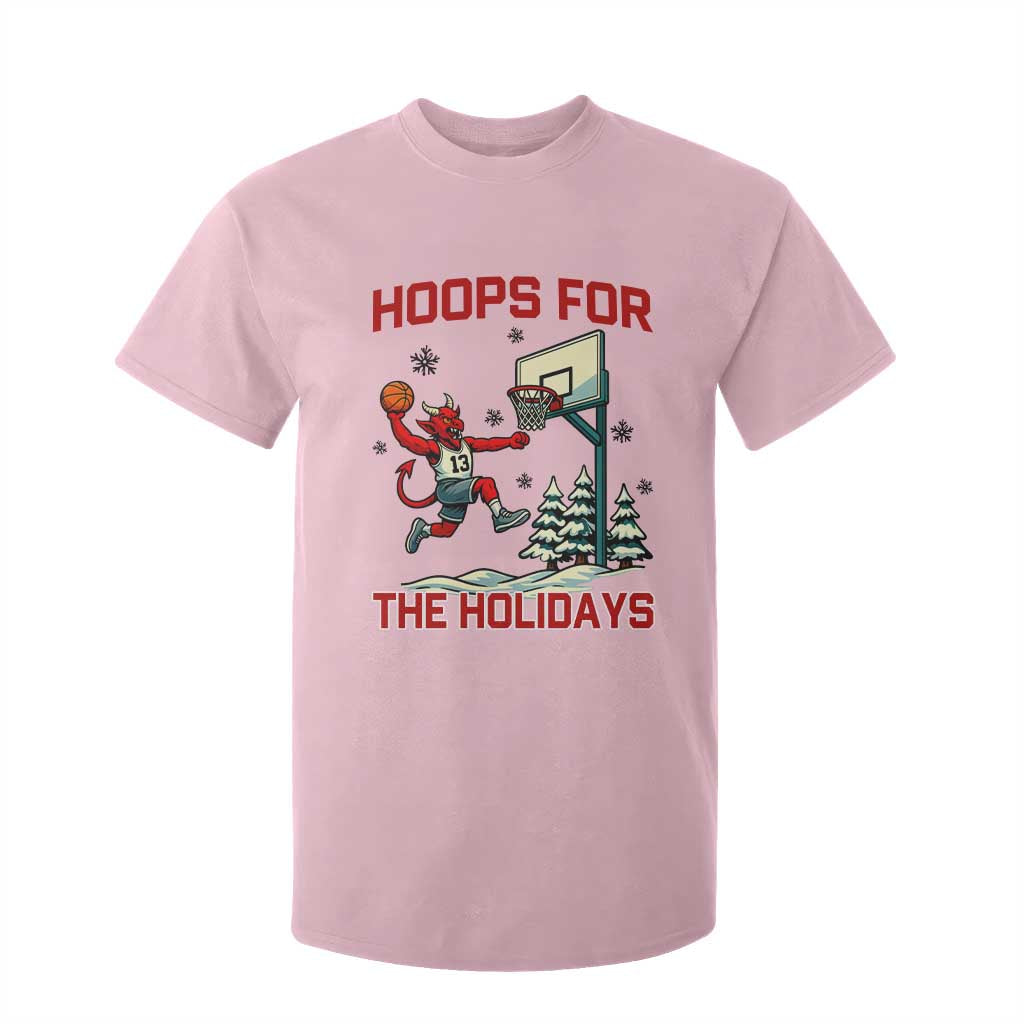 Funny Christmas Basketball Jersey Devil T Shirt For Kid Hoops For The Holidays TS12 Light Pink Print Your Wear