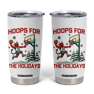Funny Christmas Basketball Jersey Devil Tumbler Cup Hoops For The Holidays TS12 - 20oz / White