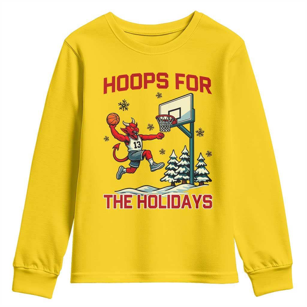 Funny Christmas Basketball Jersey Devil Youth Sweatshirt Hoops For The Holidays TS12 Daisy Print Your Wear