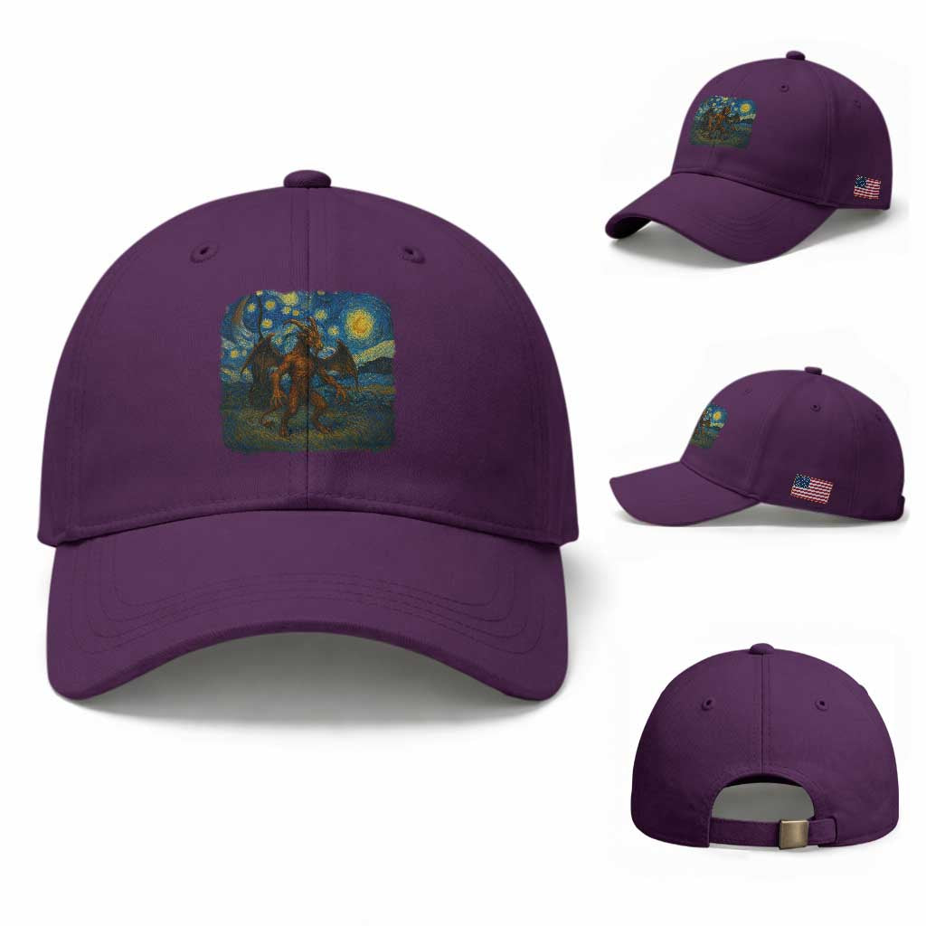 Jersey Devil Starry Night Baseball Cap Van Gogh Cryptid Gift TS12 Baseball Cap Universal Fit Purple Print Your Wear