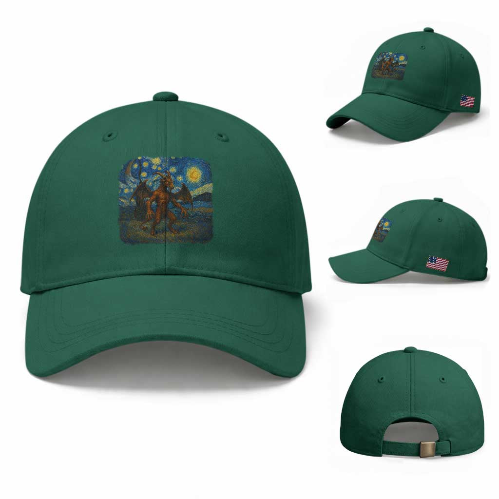 Jersey Devil Starry Night Baseball Cap Van Gogh Cryptid Gift TS12 Baseball Cap Universal Fit Irish Green Print Your Wear