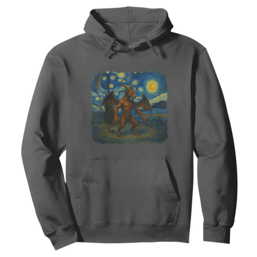 Jersey Devil Starry Night Hoodie Van Gogh Cryptid Gift TS12 Dark Heather Print Your Wear