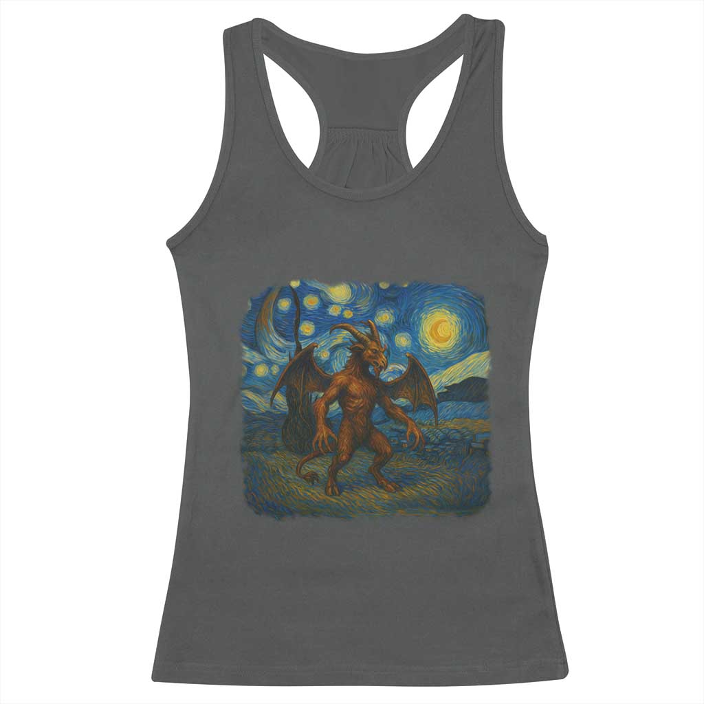 Jersey Devil Starry Night Racerback Tank Top Van Gogh Cryptid Gift TS12 Dark Heather Print Your Wear