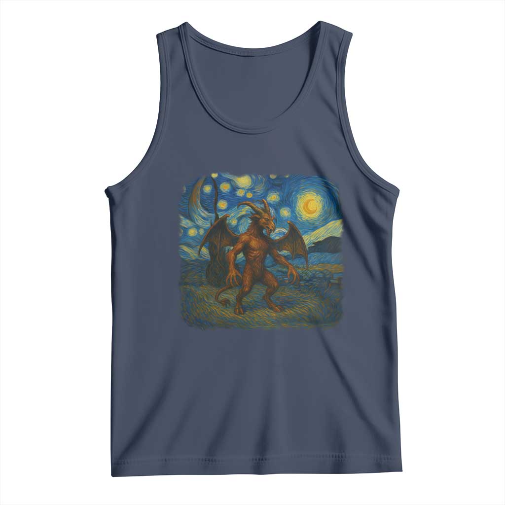 Jersey Devil Starry Night Tank Top Van Gogh Cryptid Gift TS12 Navy Print Your Wear