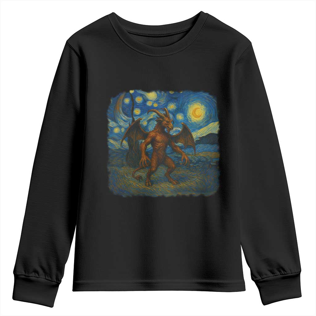 Jersey Devil Starry Night Youth Sweatshirt Van Gogh Cryptid Gift TS12 Black Print Your Wear