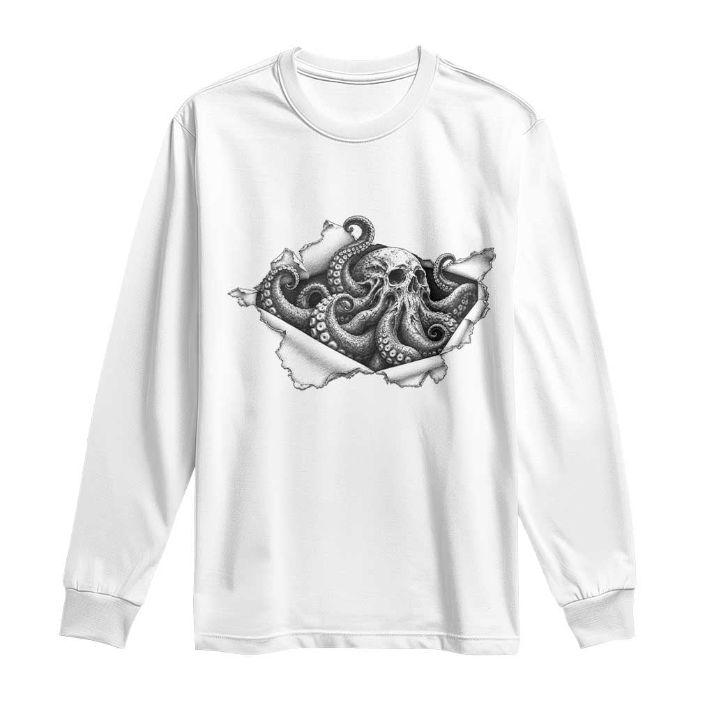 Kraken Skull Octopus Sea Monster Long Sleeve Shirt Dark Gothic Horror Graphic
